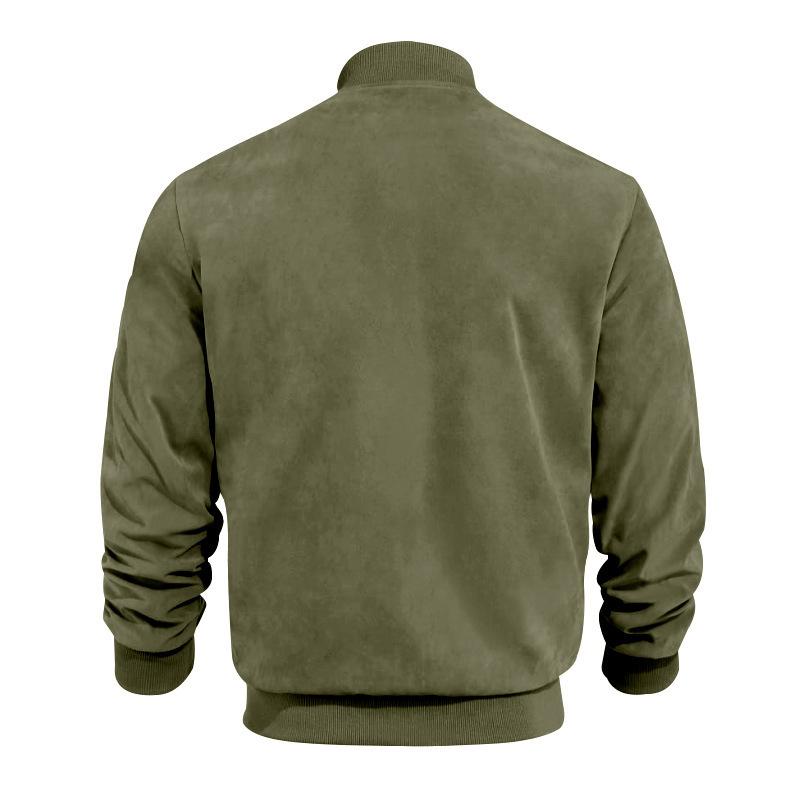 Autumn Solid Color Men's Zipper Jacket Casual Retro Long Sleeve Cardigan Coat