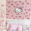 Adorable hello Kitty Pink Heart Tapestry Kawaii Anime Wall Hanging Decoration Girls Heart Printed Tapestry Super Cute Decor