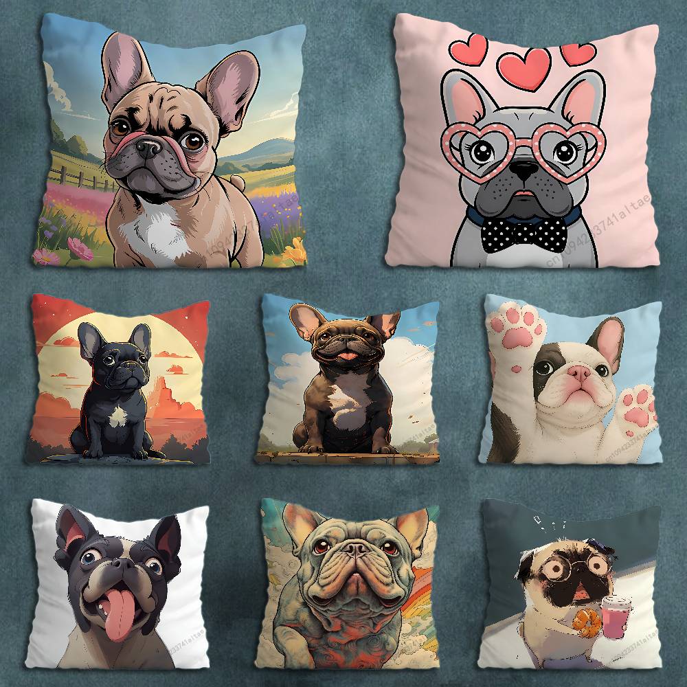 Cartoon Drench Bulldog Pillow Case For 30x30cm45x45cm55x55cm For Home Bedroom Decoration And Protector