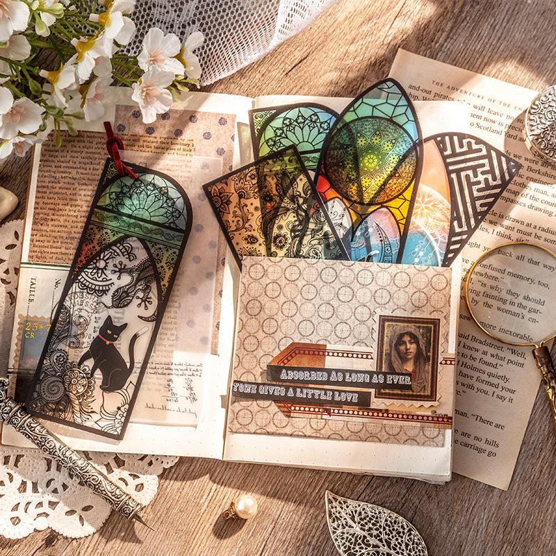 6 Pcs PET Bookmarks Black Cat Pattern Page Markers Page Clips Bookmark for Student Office Reading Stationery