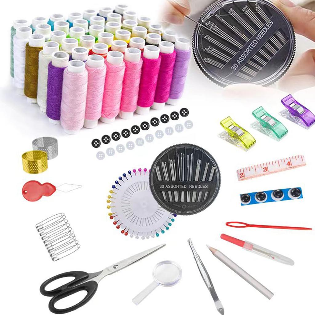 JUNING Sewing Portable Sewing Kit with Tools for and for Home Elementary School and Includes Black Storage Bag Colors XL Kit, Embroidery, Crafts,