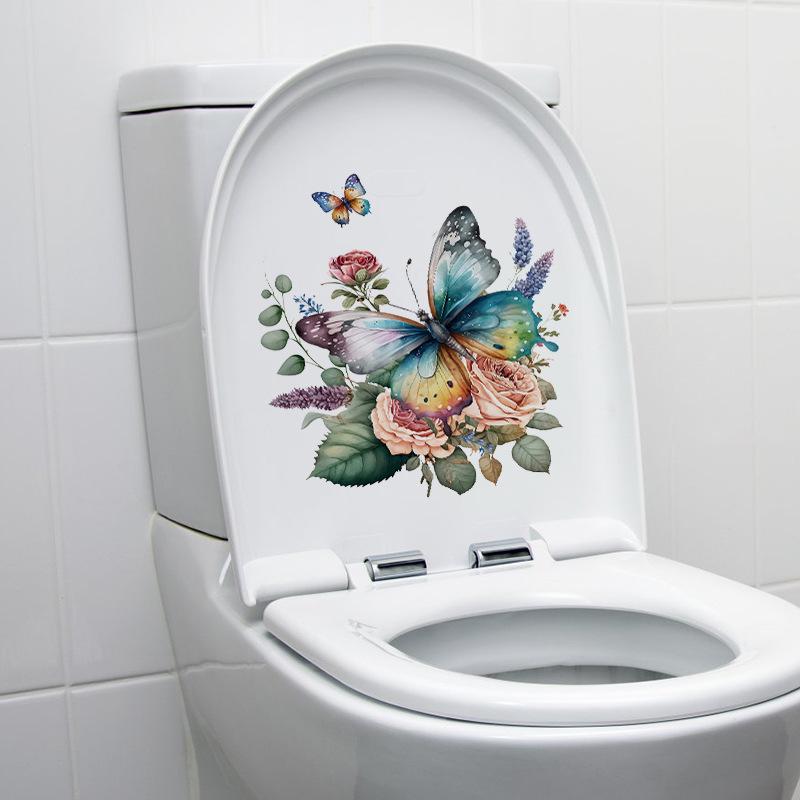 Self-Adhesive Flower Butterfly Wall Stickers for Girls' Bedroom or Children's Bathroom Decoration