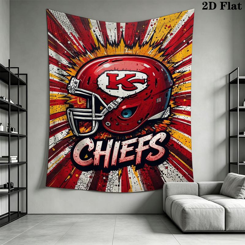 Kansas City Chiefs Wall Tapestry Aesthetic Wall Hanging Printed Fabric Blanket Decorative Tapestries for Bedroom Living Room Home Decor