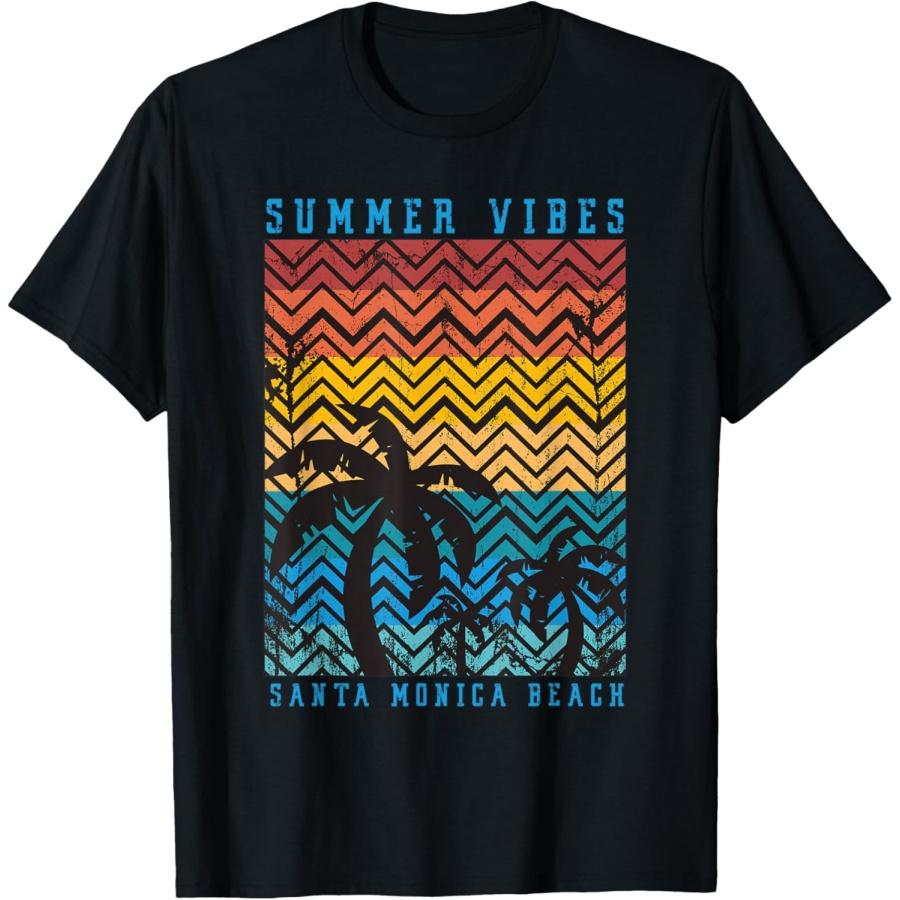 Santa Monica Beach Retro Vintage California Summer Vibes Men Women Kids T-Shirt XXXXXL чёрный