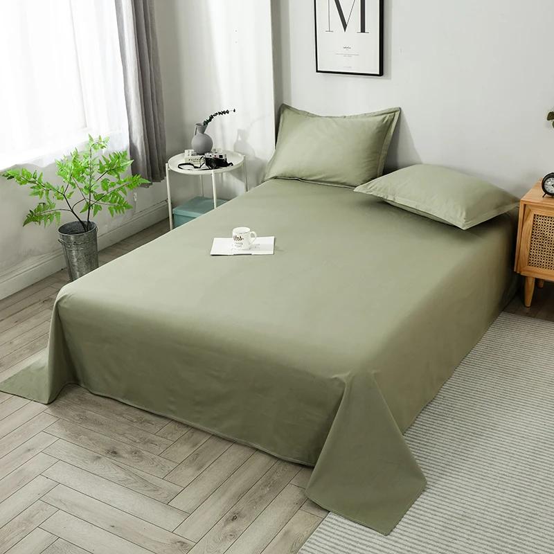 1pcs 100% Cotton Bed Sheet Pink Soild Color Top King Double Sheets Pure Cotton Single Size Kids Bed Linen (No Pillowcase)