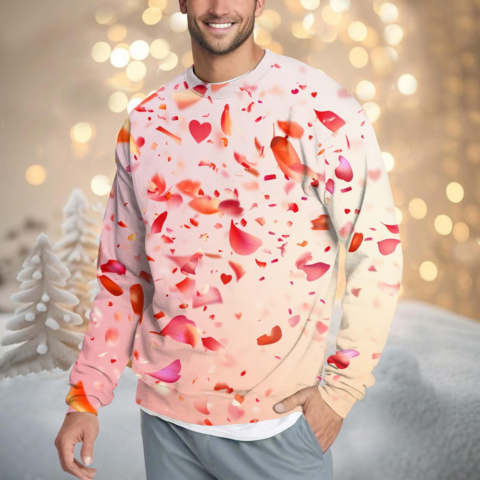 

Мужская повседневная мода, удобная кофта-свитер с воротником на День святого Валентина, толстовка M киноварь