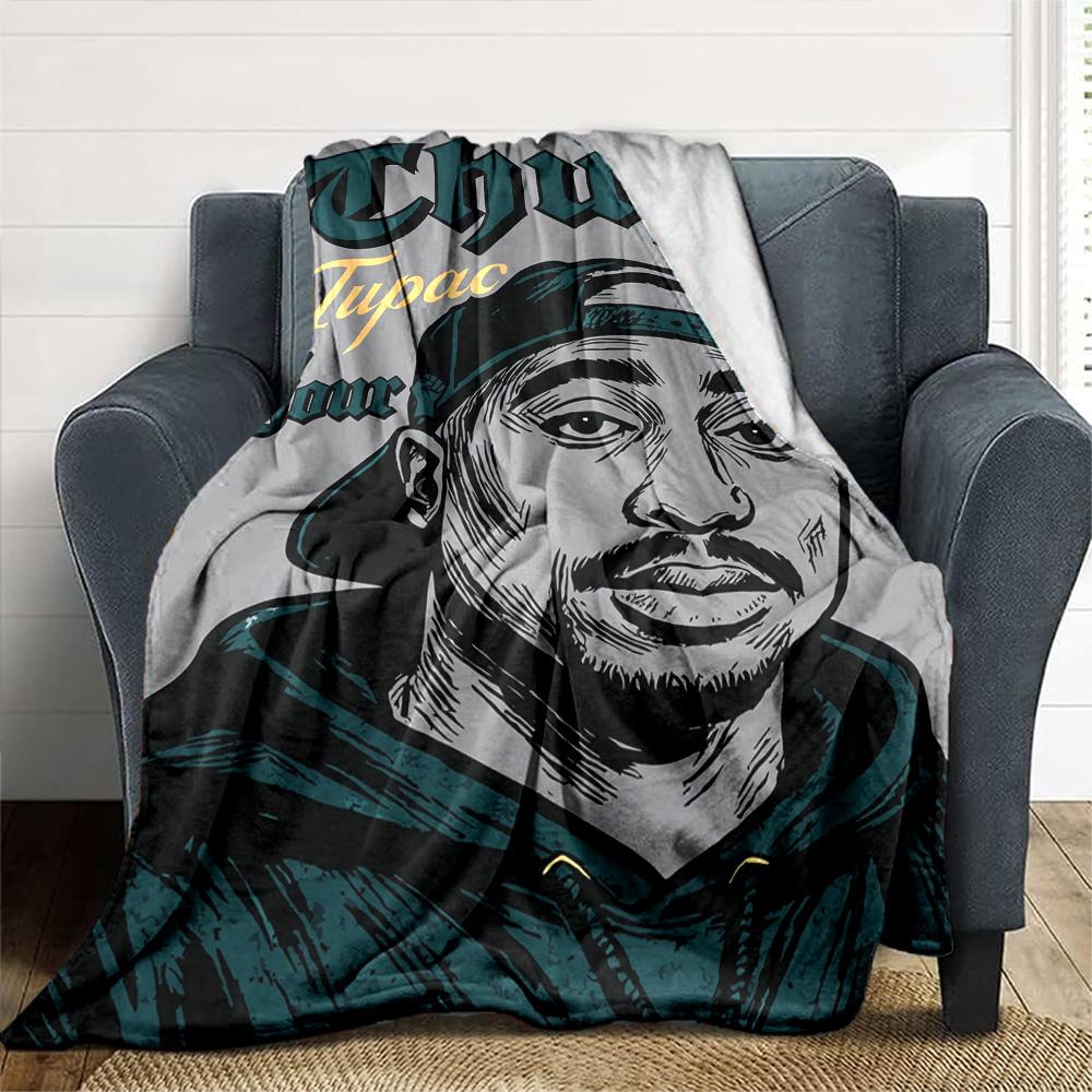 2pac Customize Your Name Blanket Lightweight Customizable Blanket Comfortable Perfect for Nap Seaside Office Living Room Four Seasons Multipurpose