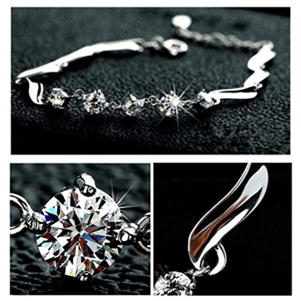 Rakouský křišťálově zdobený stříbrný řetízkový nastavitelný náramek pro ženy, dívky, stylový