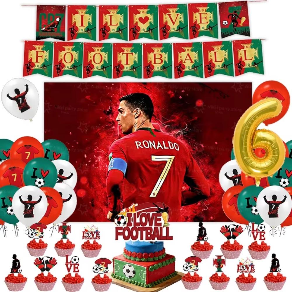 New CR7 Birthday Decoration Soccer Superstar Party Supplies Football Party Favors Tablecloth Plate Paper Cup Backdrop