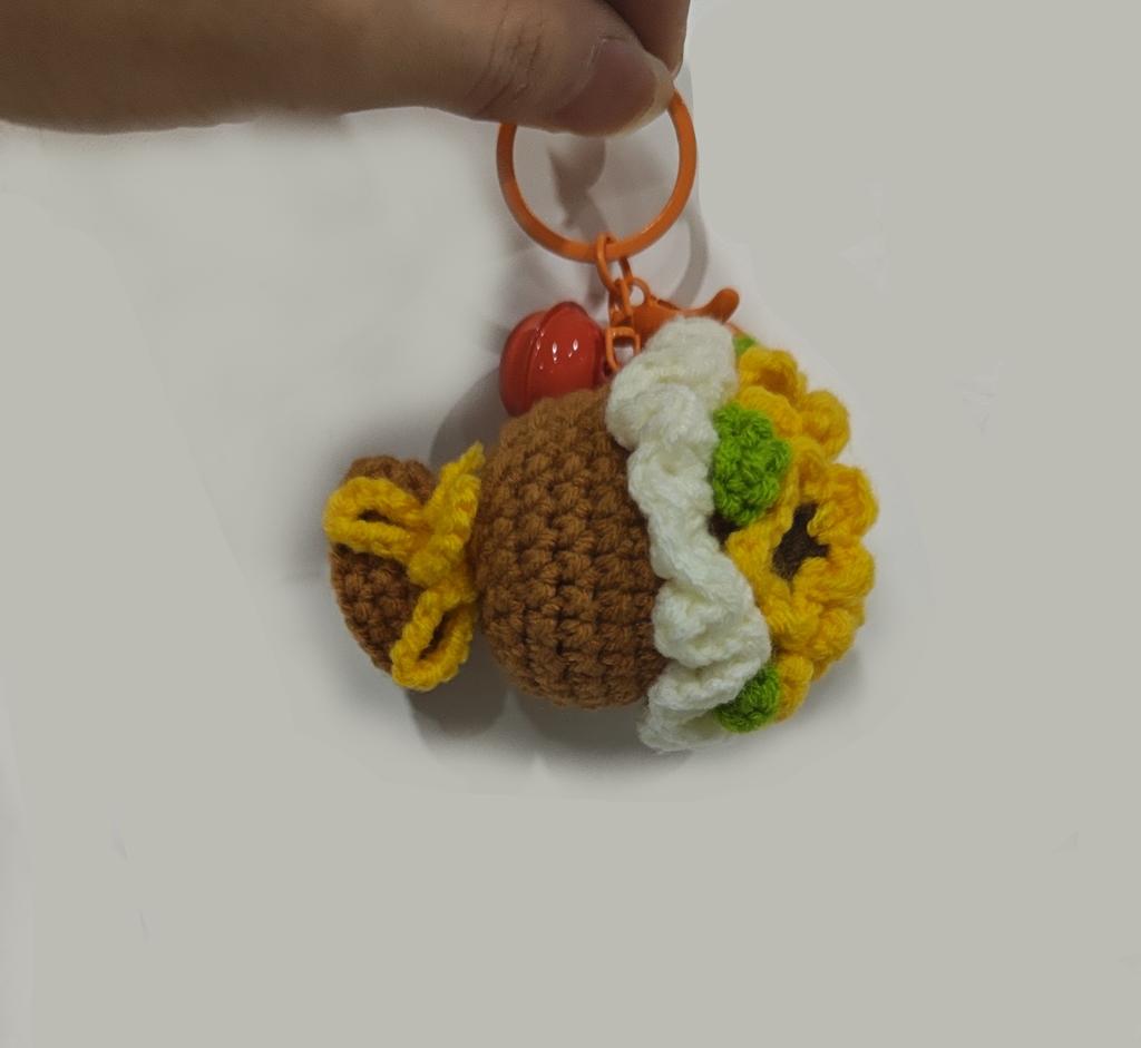 Cute Crochet Bouquet Keychain Mini Hand-Knitted Flower Keychain Ring Car Bag Hanging Pendant Ornament Lover Valentine'S Day Gift