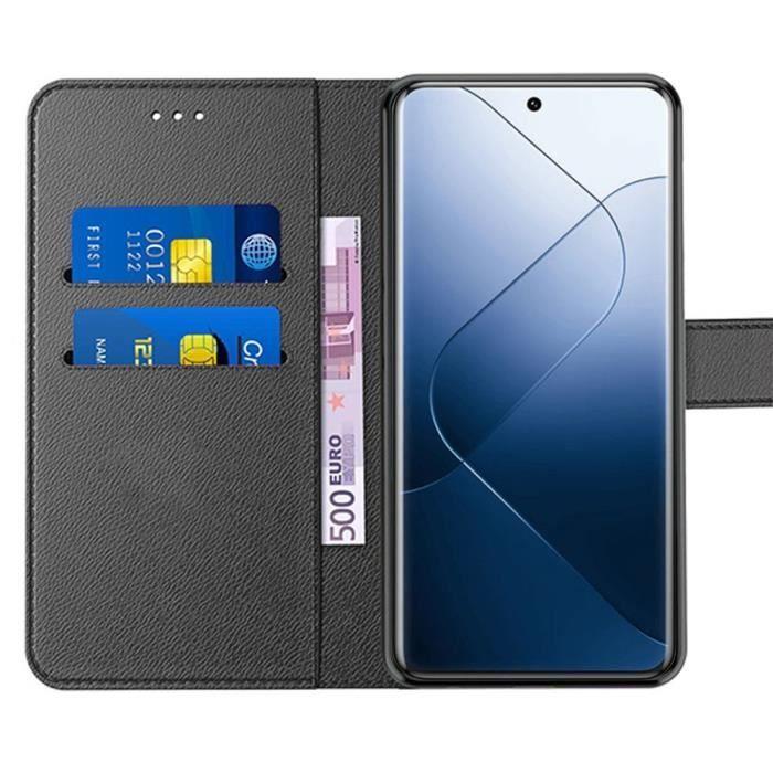 Coque + 2 Verres Trempés - Xiaomi - 14 Pro - Antichoc - Cuir PU - Support Multi-positions