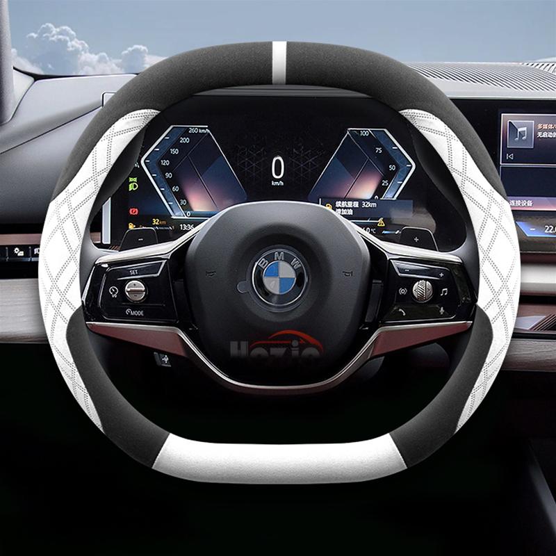 AAAOV1 Suede Leather Car Steering Wheel Cover for BMW 1 3 4 5 Series I5 I4 Z4 X3 M5 M4 M440i M3 M2 M135 2025 Auto Accessories