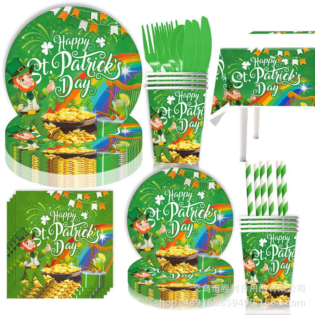 St. Patrick'S Day Party Supplies St. Patrick'S Party Decoration Arrangements Props Banners Disposable Tableware