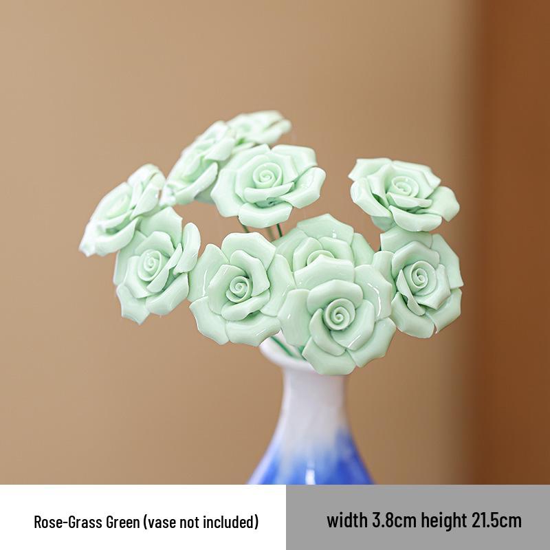 Traditional Jingdezhen Peony Ceramic Vase - Eternal Flower Simulation Decoration
