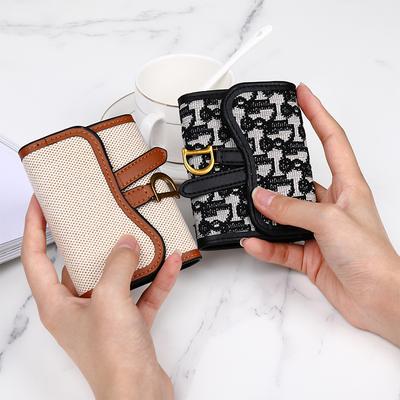 Retro Small Card Bag, Women's Multi-card Position Anti-degaussing Large Capacity D Buckle Student Credit Card Bag