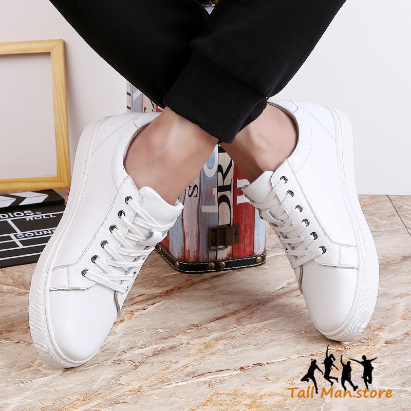 Sneakers Herren Lederschuhe Schuhe mit Absätzen Schuhe zur Höhenvergrößerung Schuhe zur Höhenvergrößerung Hohe Schuhe Einlegesohle 6 cm Weiße Schuhe
