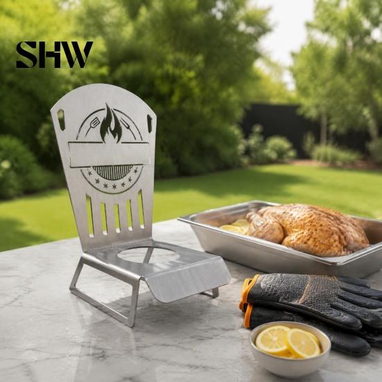 Rust Proof Metal Roaster for Poultry Beer Can Chicken Rack, Durable Vertical Stand, Stable Upright Cooking Rack Heat Resistant BBQ Grills Outdoor