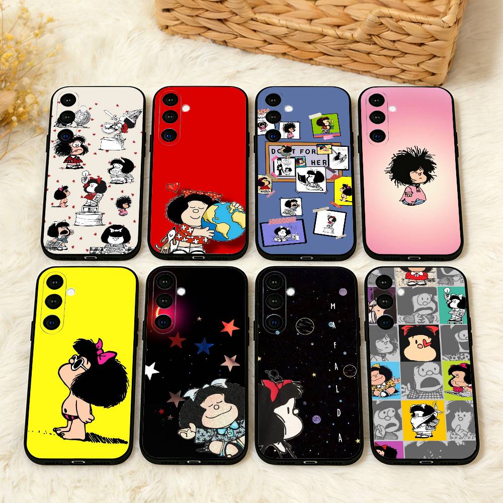C-Cute Cartoon M-Mafalda Phone Case For Samsung A73,72,71,53,52,51,22,91,80, Soft Black Cover
