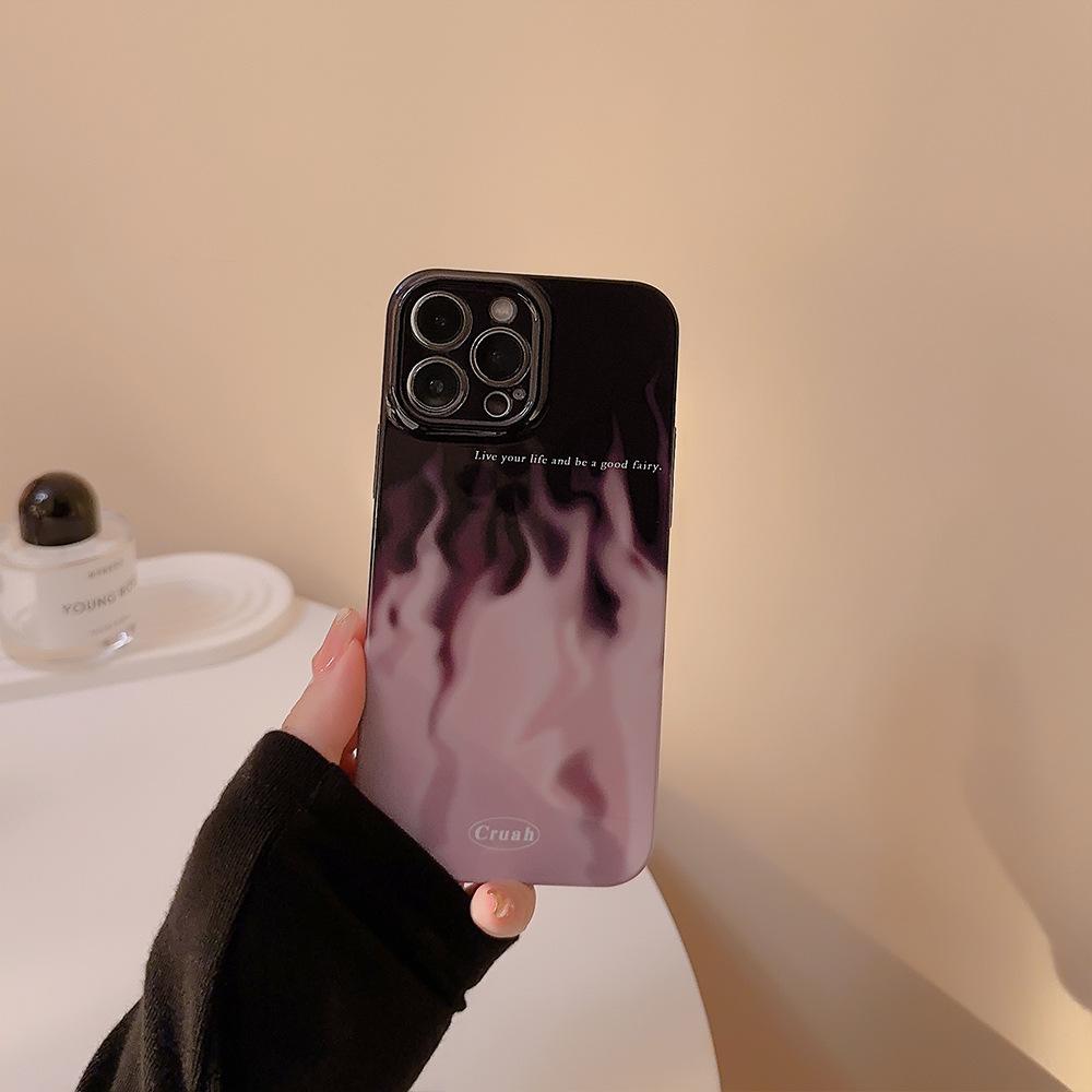 Art Purple Flame Case for iPhone 13 iPhone 15 iPhone 16 Pro Max