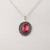 Pink Tourmaline Gemstone 925 Sterling Silver Handmade Elegant Pearl Pendant 1.6" For New Year VPP-3-1