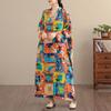 DIMANAF Women Plus Size Spring Summer Long Dress Loose Basic Vintage Oversize Long Sleeve Maxi Floral New 2026