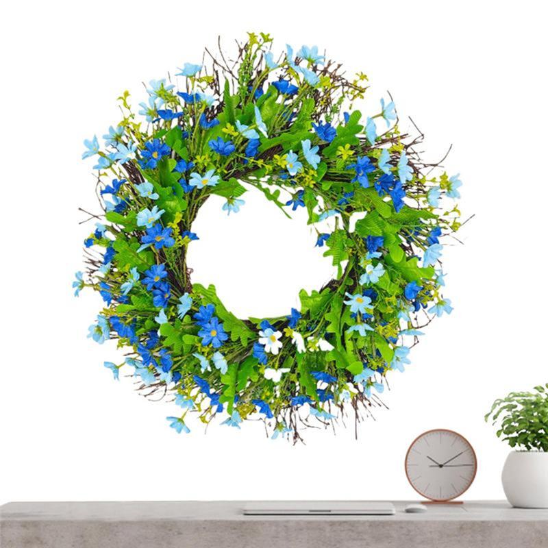 Good-Spring Wreath For Front Door Artificial Spring Front Door Garland Bright Color Wildflower Wreath For Porch Fireplace