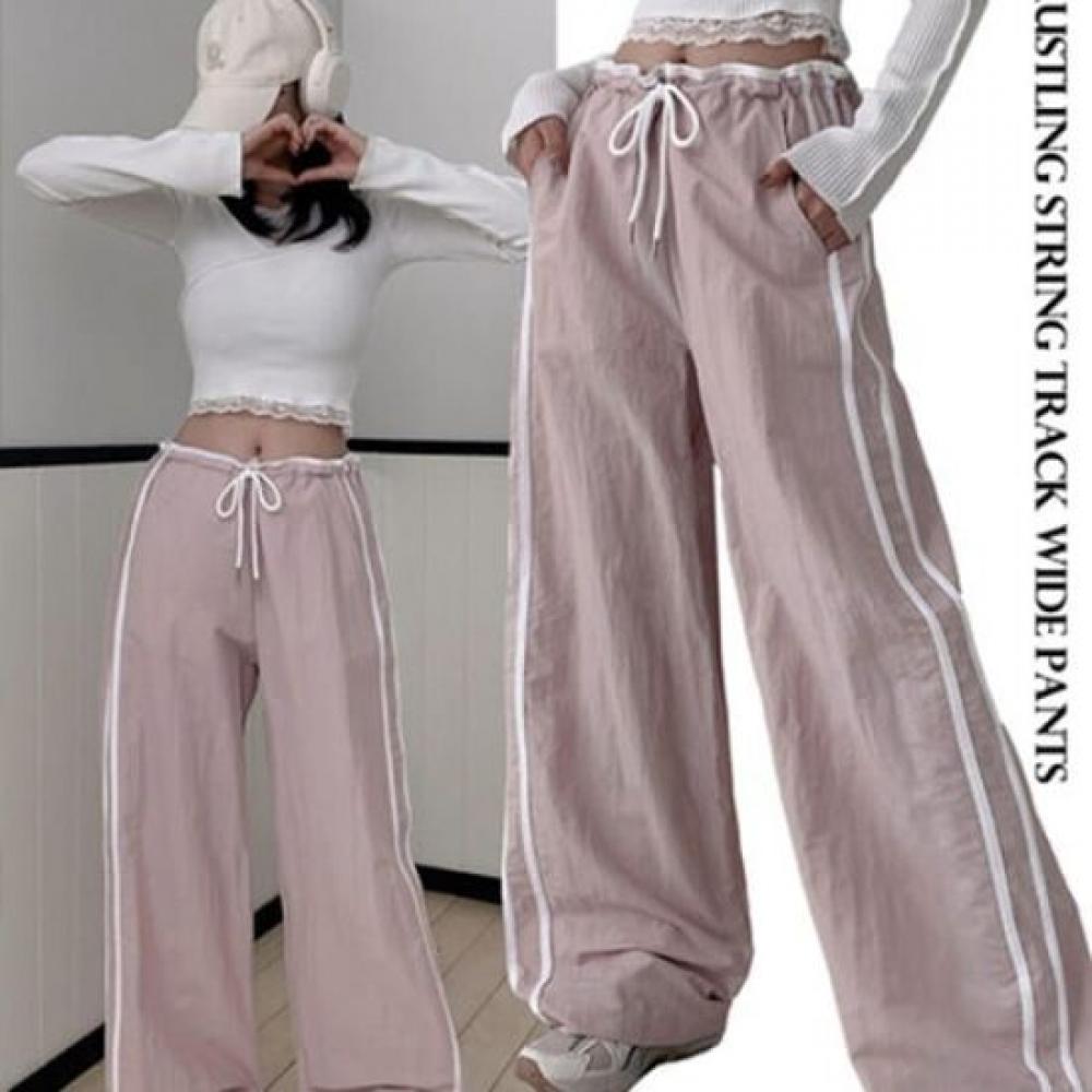 The Pink Meto Basurak String Track Wide Nylon Pants