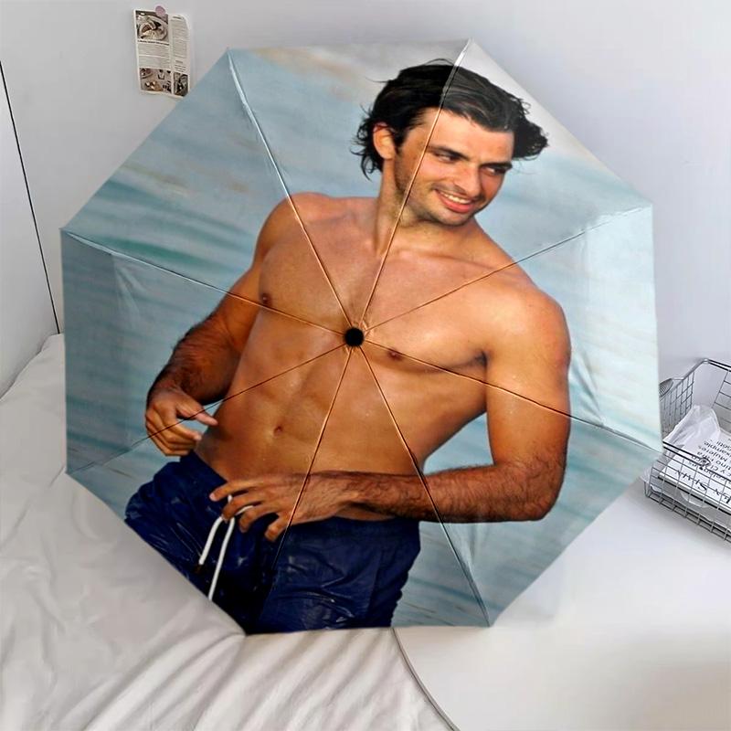 

1 PC Automatic Folding Umbrella -Carlos Sainz Pattern, Portable & Foldable Design with 8 Ribs, Christmas Birthday Gifts