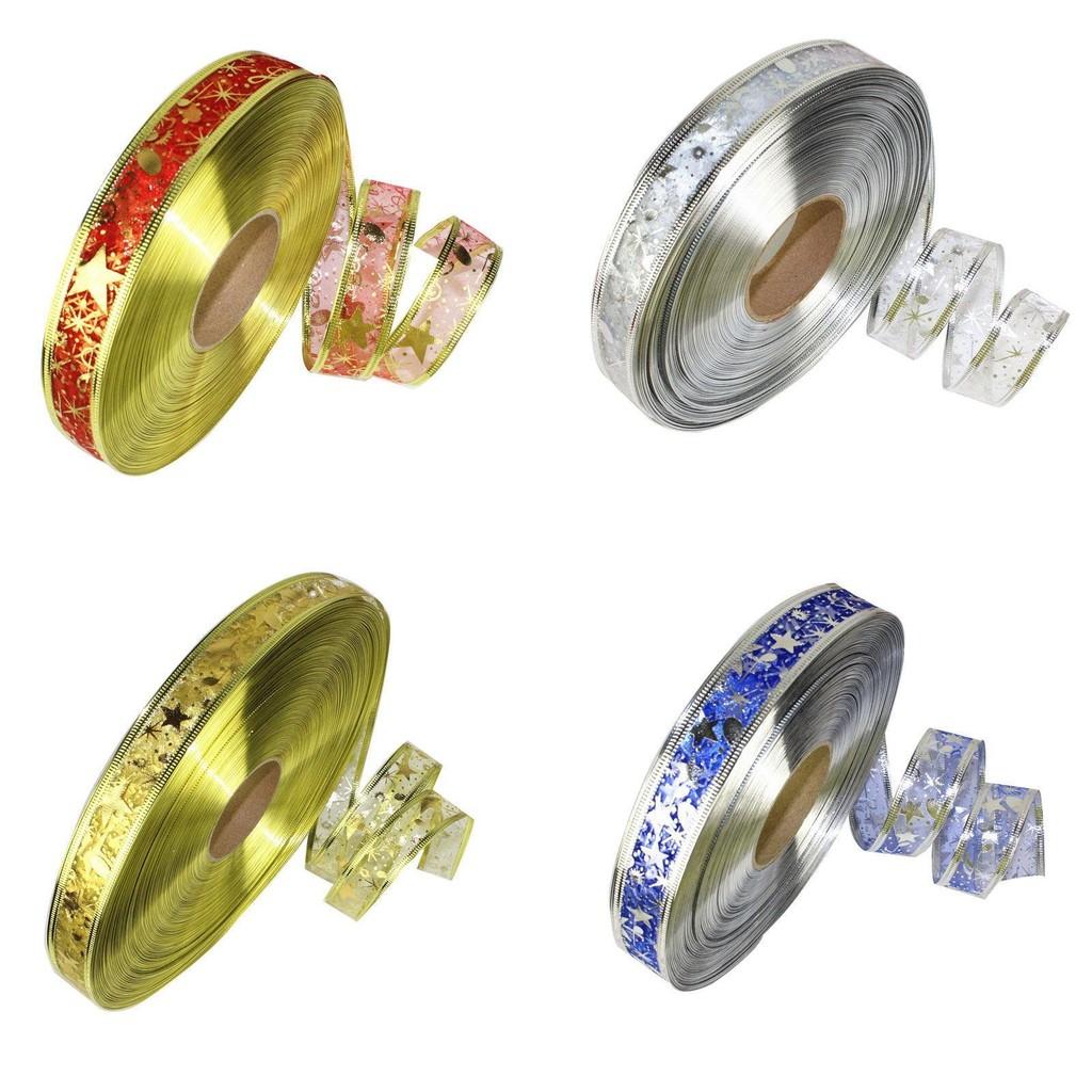 Versatile 100 Yard 2.5cm Wide Shimmering Ribbon In Red Blue Silver Gold Perfect For Holidays