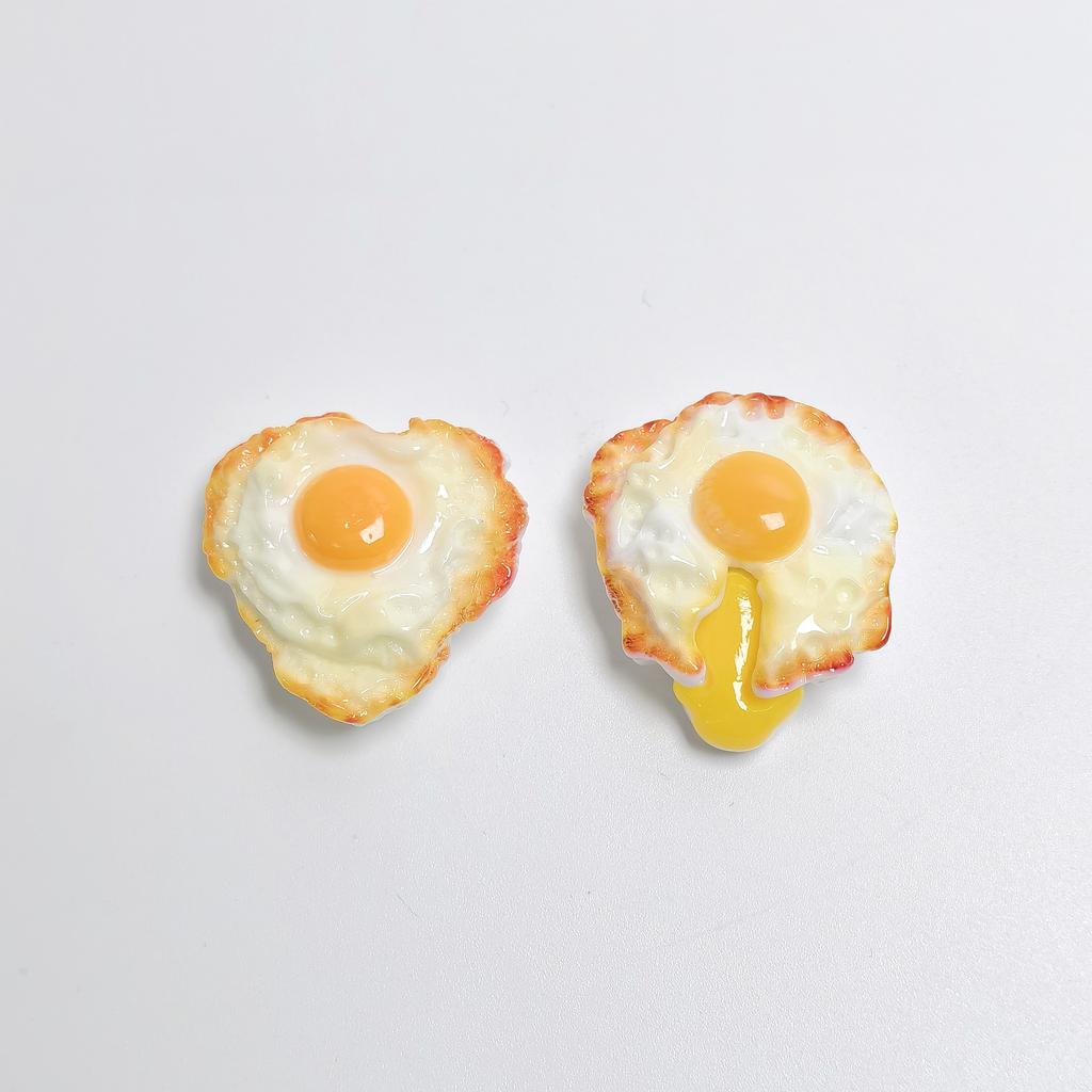 New Sweet 100Pcs Fried Egg Resin Flatback Cabochon Artificial Food Themed No Hole Beads for Jewelry Making Scrapbooking Supplier