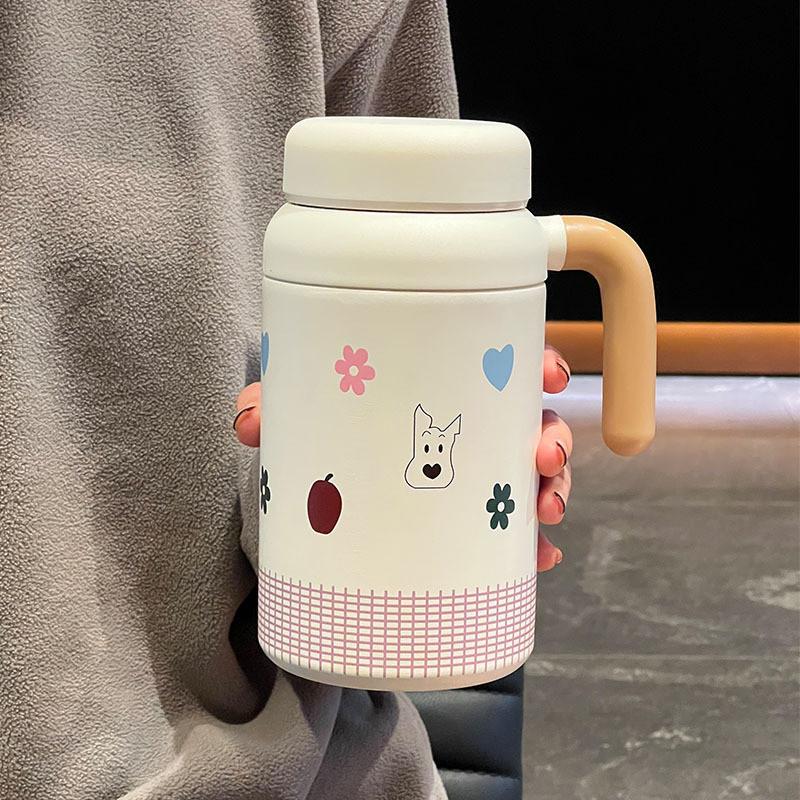 Cute Dog Ins Style Insulated Water Bottle With Handle For Office And Home Use