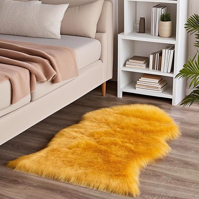 Plush Imitation Wool Carpet & Chair Cushion - Thick Decorative Floor Mat & Bedside Rug for Living Room