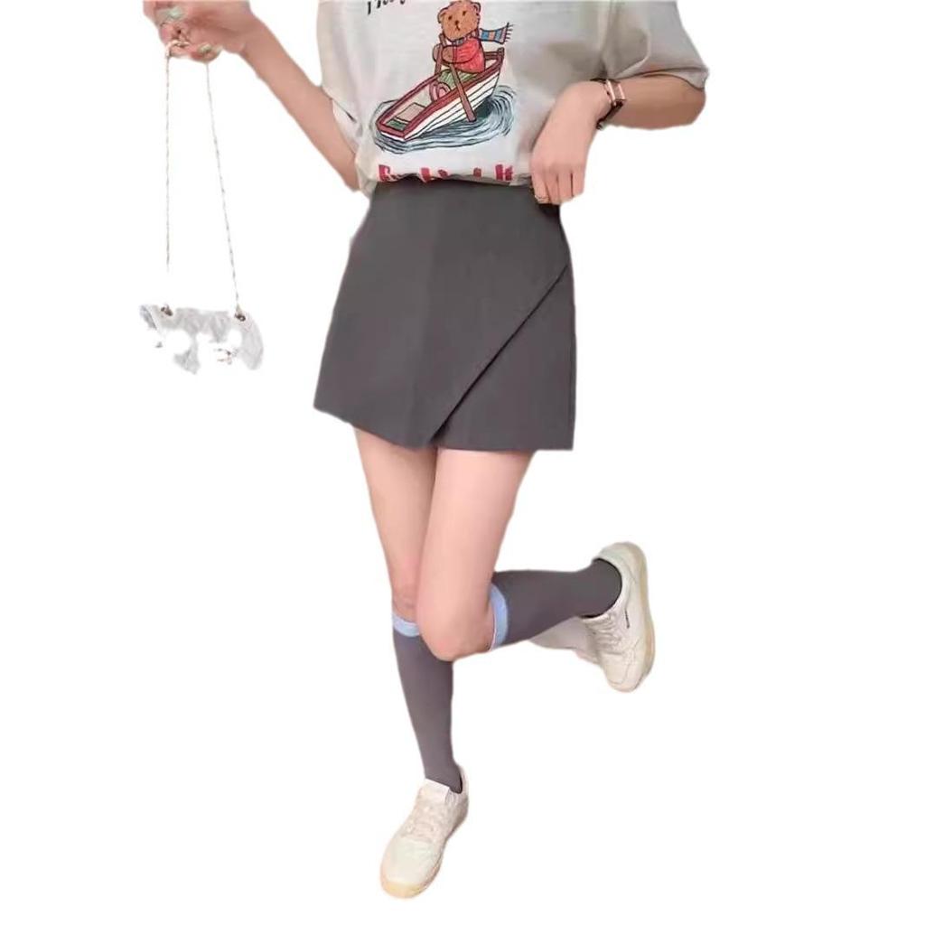 Retro High-Waist Anti-Exposure Bodycon Skirt & Wide-Leg Shorts - Women's Korean Summer Fashion