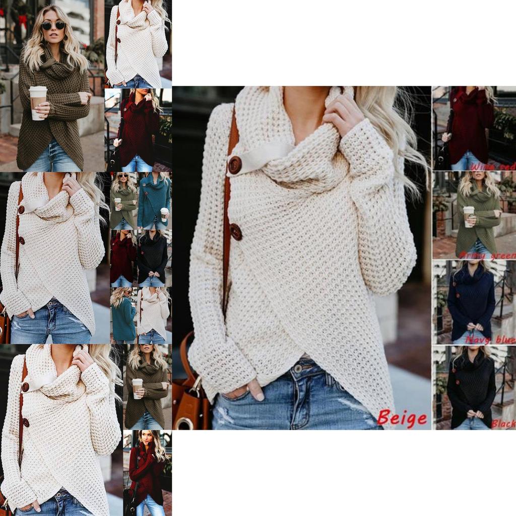 Soft And Cozy Women's Knitwear Outwear Tops With A Chunky Cowl Neck And Baggy Fit