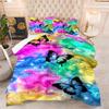 Butterfly Print Comforter Set - 3 Piece Set - Colorful Butterfly Design - Microfiber Comforter Cover