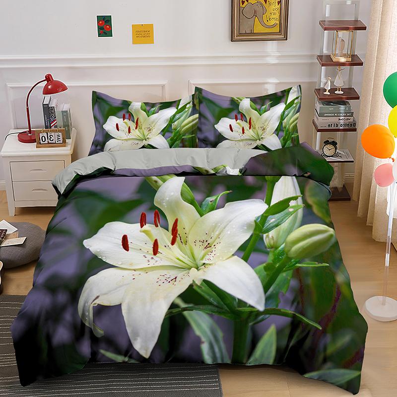 3D Flowers Bedding Set Twin Full King Queen Size Comforter Set for Kids Girl Bedroom Decoration Polyester Duvet Cover Set King