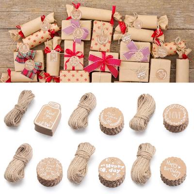 50PCS Kraft Paper Tags DIY Handmade/Thank You Multi Style Crafts Hang Tag With Rope Labels Gift Wrapping Supplies Wedding Favors
