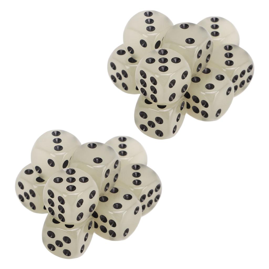 20 Pieces Glowing Dice Medium Black Dot Classic Plastic 6 Sided Dice Table Game Dice for Board Games