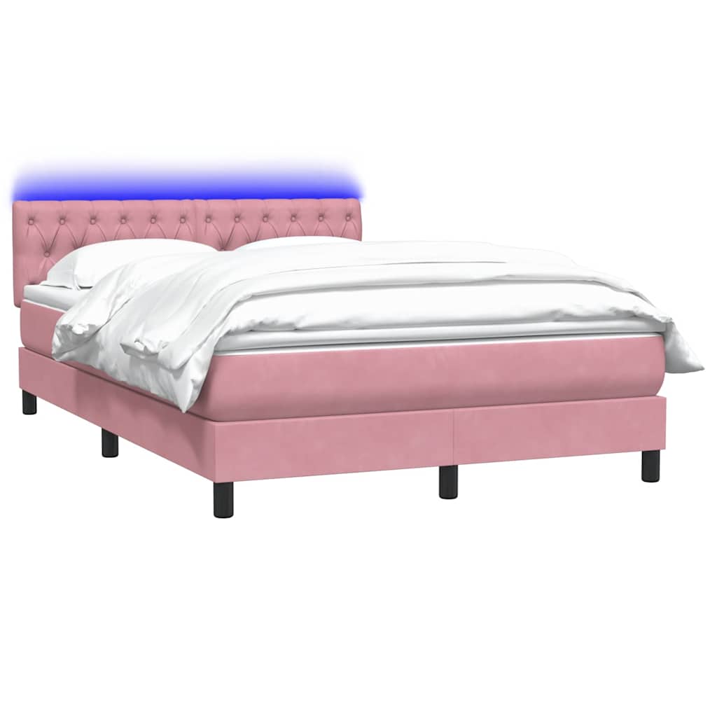 Continental Bed With Mattress, Pink, 160X210 Cm, Velvet