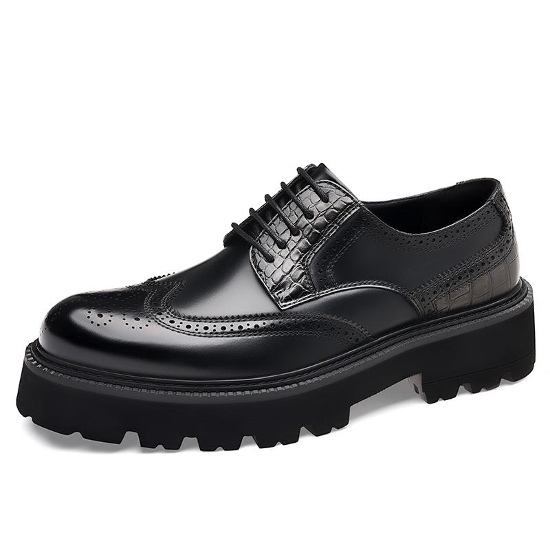 Fashion Lace-Up Outdoor Male Shoes 2025 New Mens Brogue Casual Shoes Leather Men Business Shoes Fashion Thick Bottom Man Oxford Footwear