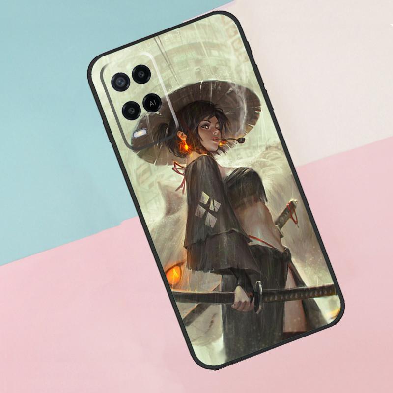 Anime Mädchen Samurai Für Oppo A16 A76 A96 A15 A80 A60 A40 A94 A54 A98 A78 A18 A38 A58 A17 A77 A74 A57S Handyhülle