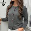 Women's Fashion Casual Fall Winter Solid Color Print Long Sleeve O-Neck Sweaters