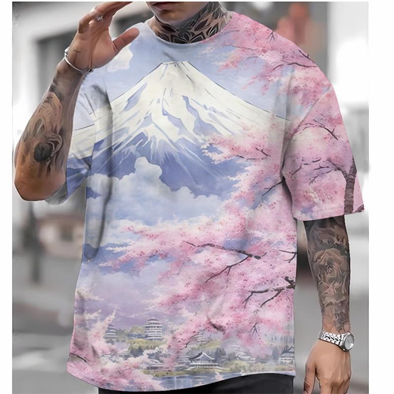 Summer Snow Mountain 3D Print T-Shirts Streetwear Men FashionCasual Oversized O-Neck Short Sleeved T Shirt Tees Tops Clothing