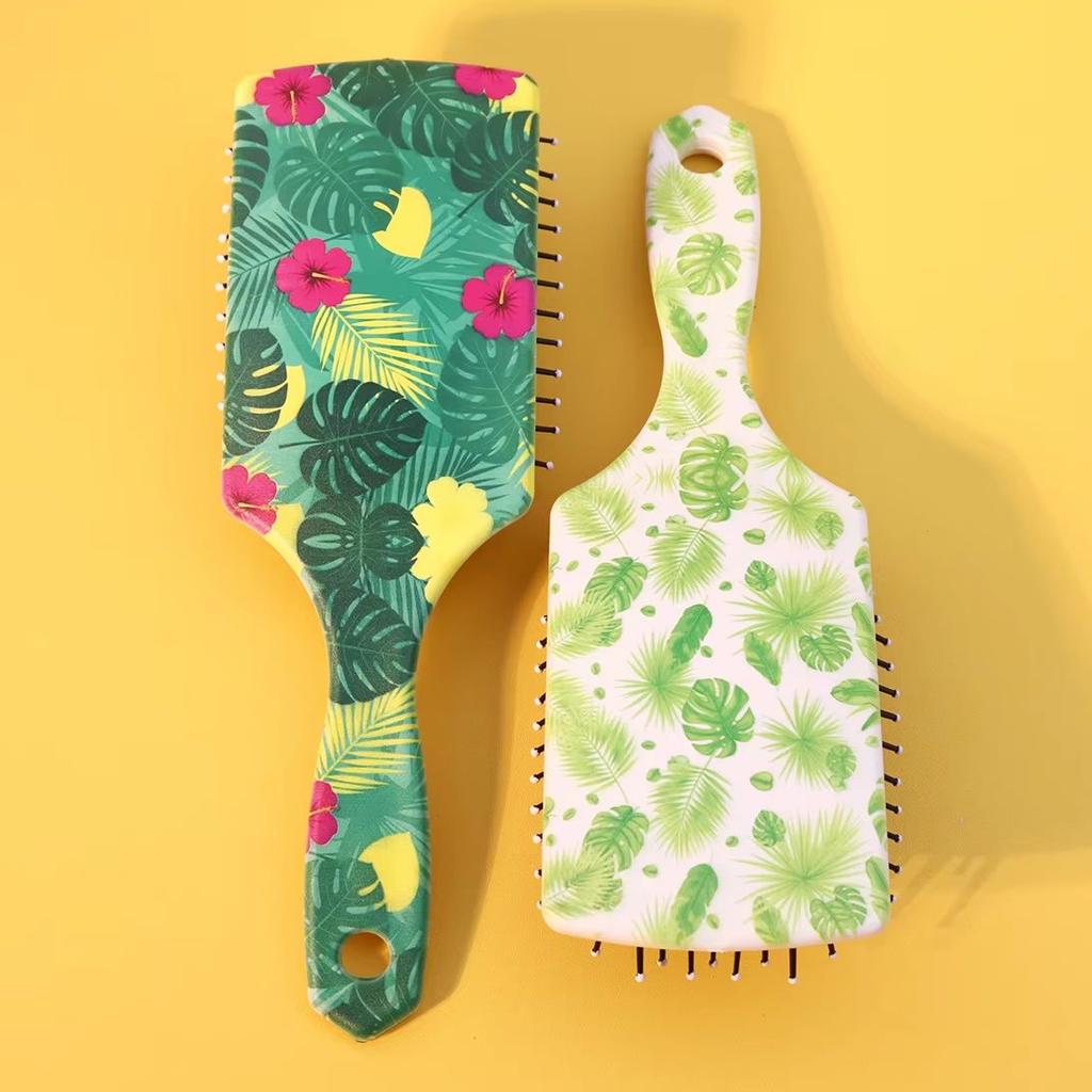 1 pc plant themed air cushion comb, fashionable hair care tool, elegant comb, durable plastic brush,Special for real hair wigs