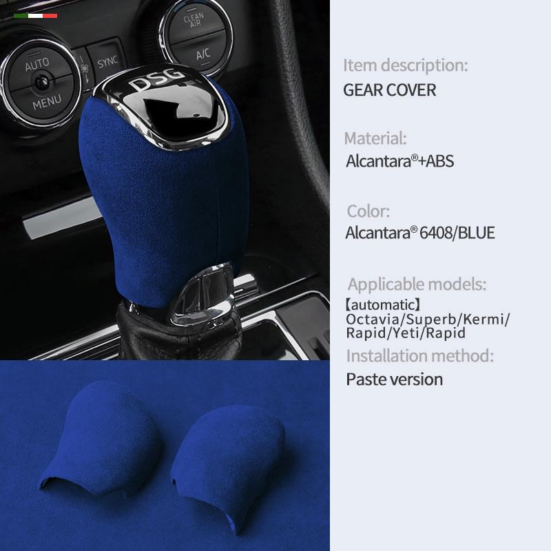 Car Center Console Gear Shift Head Knob Cover Trim For Skoda Octavia Superb Kermi Rapid Yeti Rapid Alcantara Suede Accessories