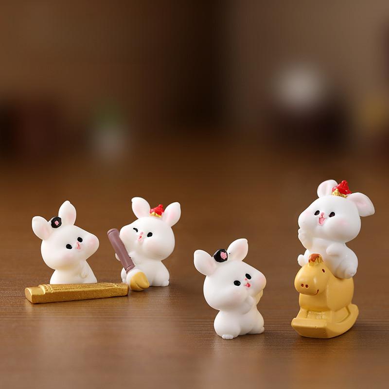 Charming Resin Bunny Figurines Playful Cartoon Animals For Miniature Garden