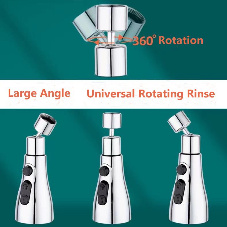 3-in-1-Küchenarmaturkopf, um 360° drehbar, schwenkbarer Wasserhahn, spritzwassergeschützt, Ersatzteile für Waschbeckenarmaturen