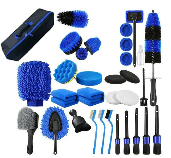 Electric Drill Car Cleaning Brush Set - Wheel Hub & Polishing Disc Brushes
