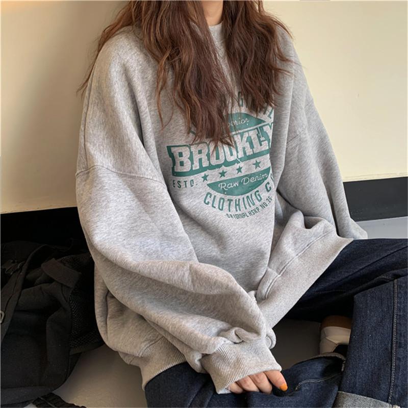 Letter Print Hoodie For Women With Thick Polyester Fabric Casual Fall Winter Fashion