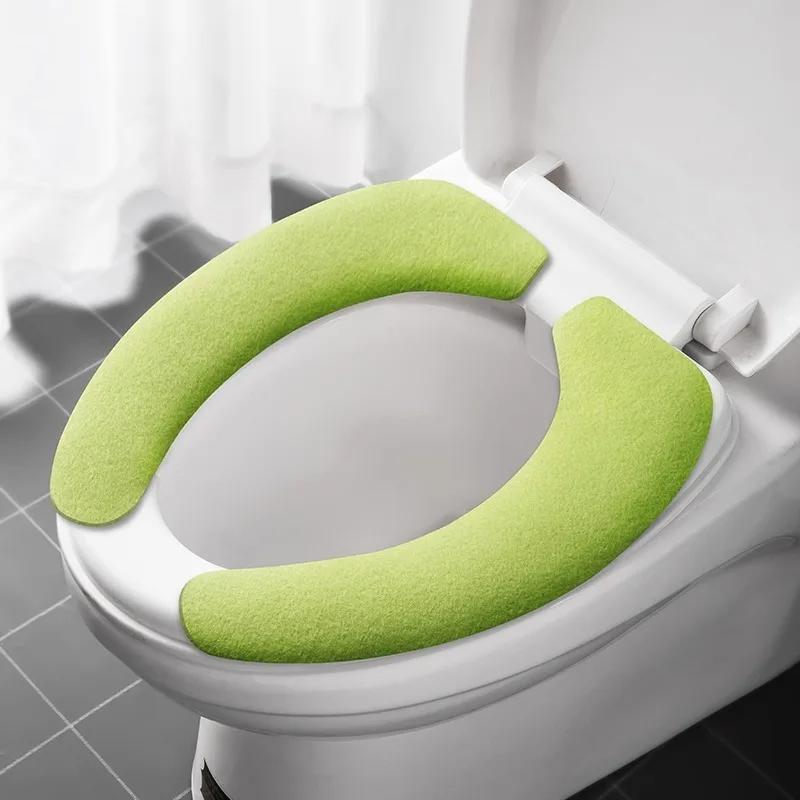 2Pc/set Universal Toilet Seat Cover Soft WC Paste Toilet Sticky Seat Pad Washable Bathroom Warmer Seat Lid Cover Pad Cushion